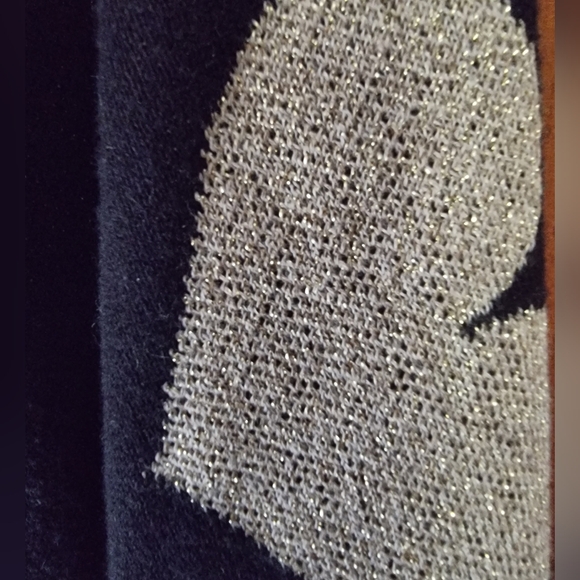 Belldini Metallic Gold Heart Dolman Sleeve Black Sweater - Picture 4 of 9